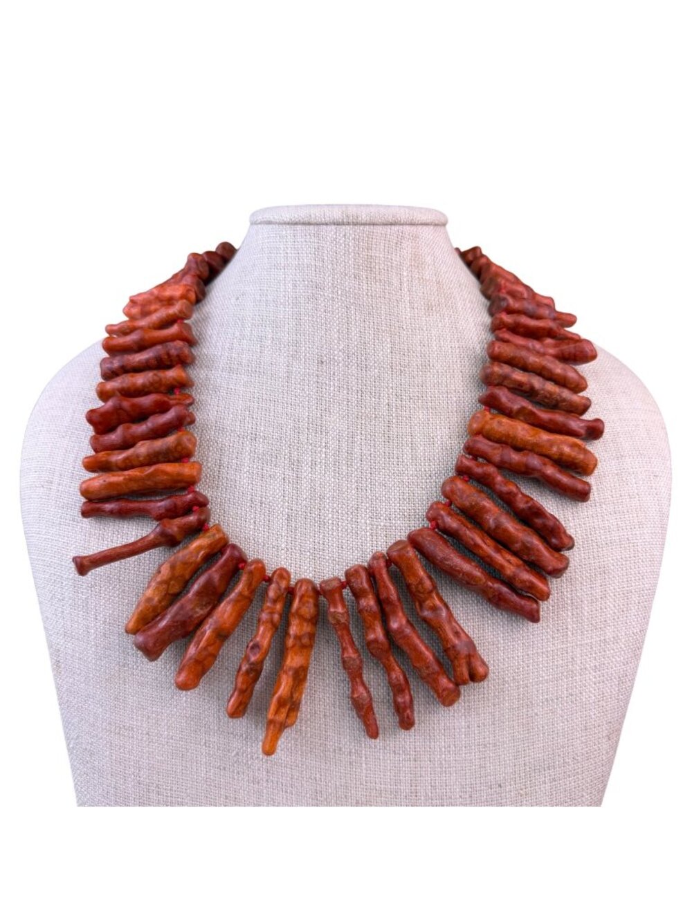 Natural Red Coral Womens Silver Necklace Branch Design Adjustable Stylish